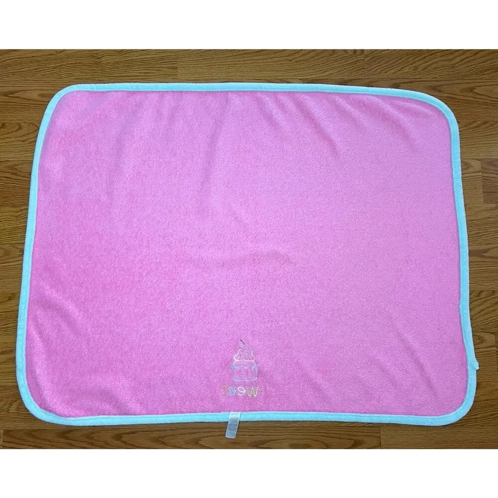 Carters Just One You Cupcake Baby Blanket Sweet Pink Teal Blue Plush Embroidered
